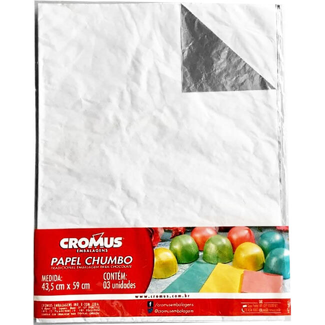 Folha Papel Chumbo Cromus Prata 43,5x59cm 3un