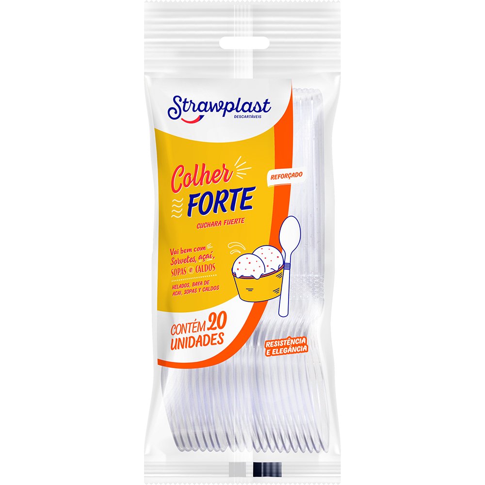 Colher Strawplast Forte Cristal 20 Unidades