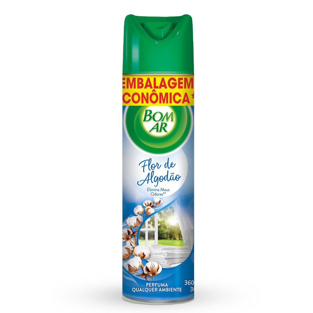 Desodorizador Flor de Algodão Bom Ar Frasco 360ml Embalagem Econômica