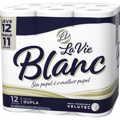 Papel Higiênico Le Blanc Folha Dupla 30m Leve 12 pague 11 rolos