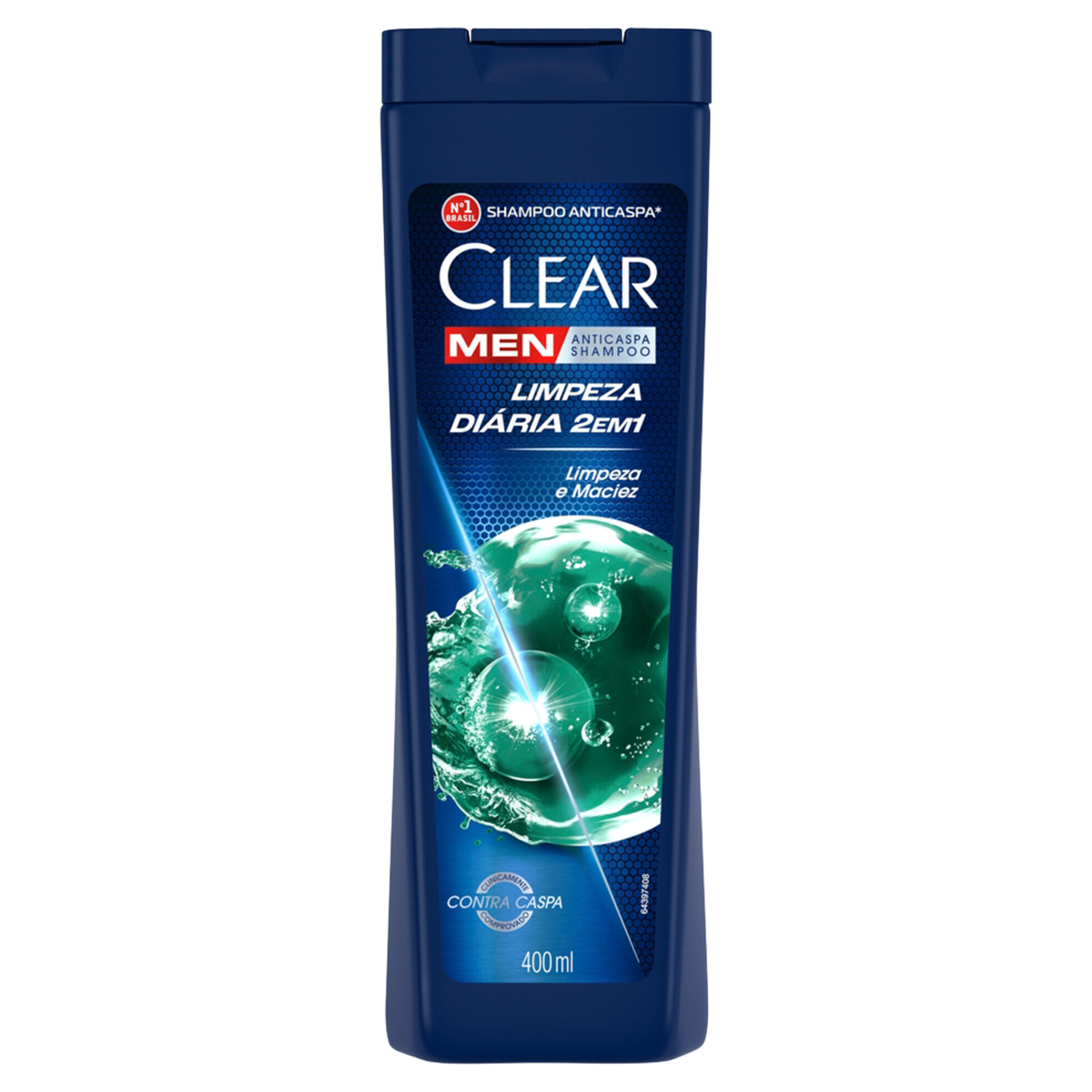 Shampoo Anticaspa Clear Men Limpeza Diária 2 em 1 400ml