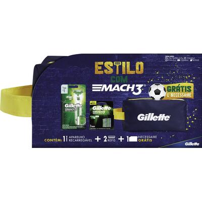 Kit Mach3 Gillette 1 Aparelho+2 Carga+1 Necessaire gts