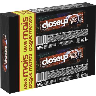 Creme Dental Closeup Red Hot 3x90g