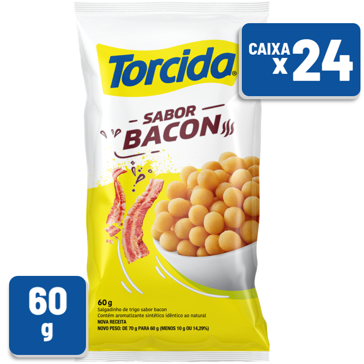 Salgadinho Torcida Bacon Pacote 60g Caixa c/ 24 un