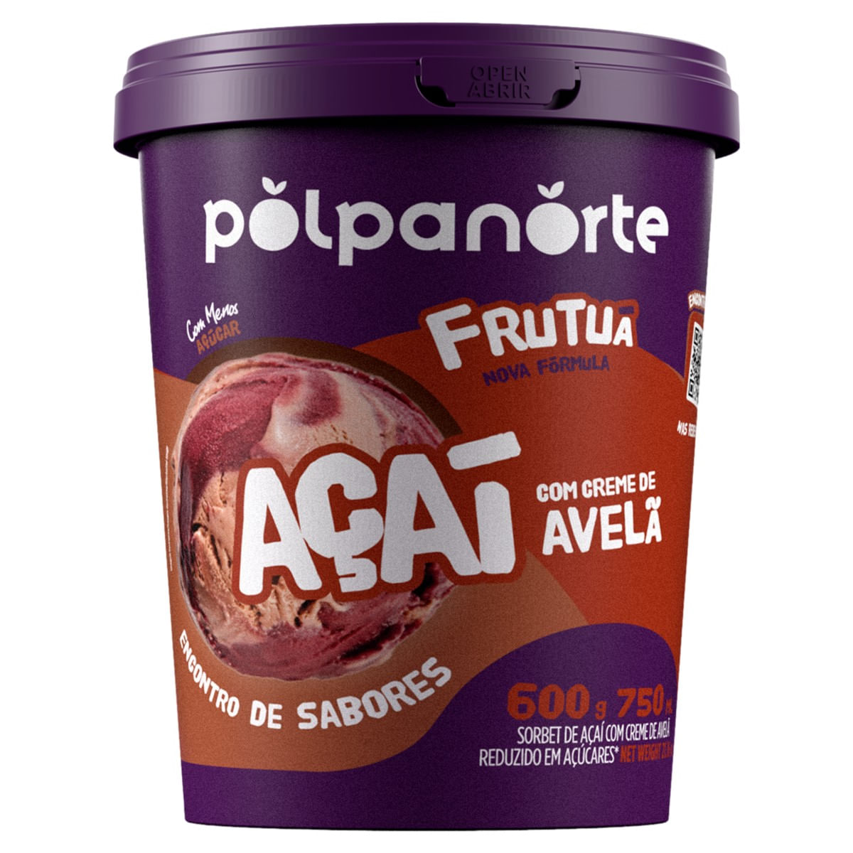 Açaí POLPANORTE Frutuá com Creme de Avelâ 600g