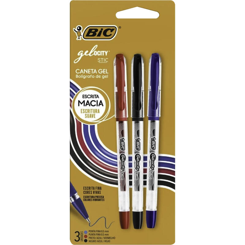 Caneta Gel Stic Bic Azul/Preta/Vermelha 3 un