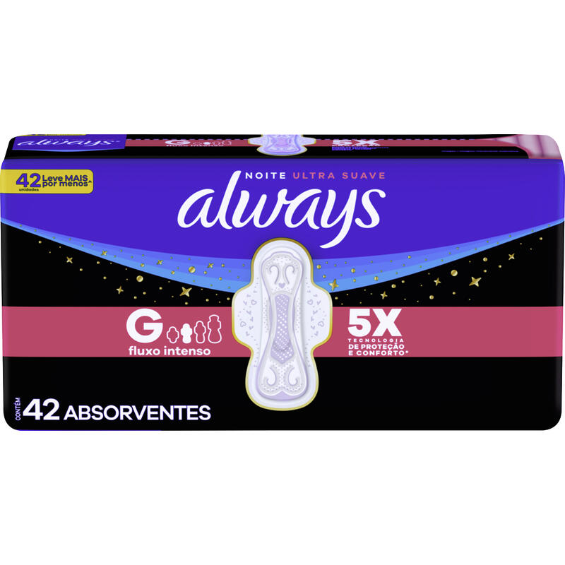Absorvente Noturno Always G Ultra Suave com Abas 42 un