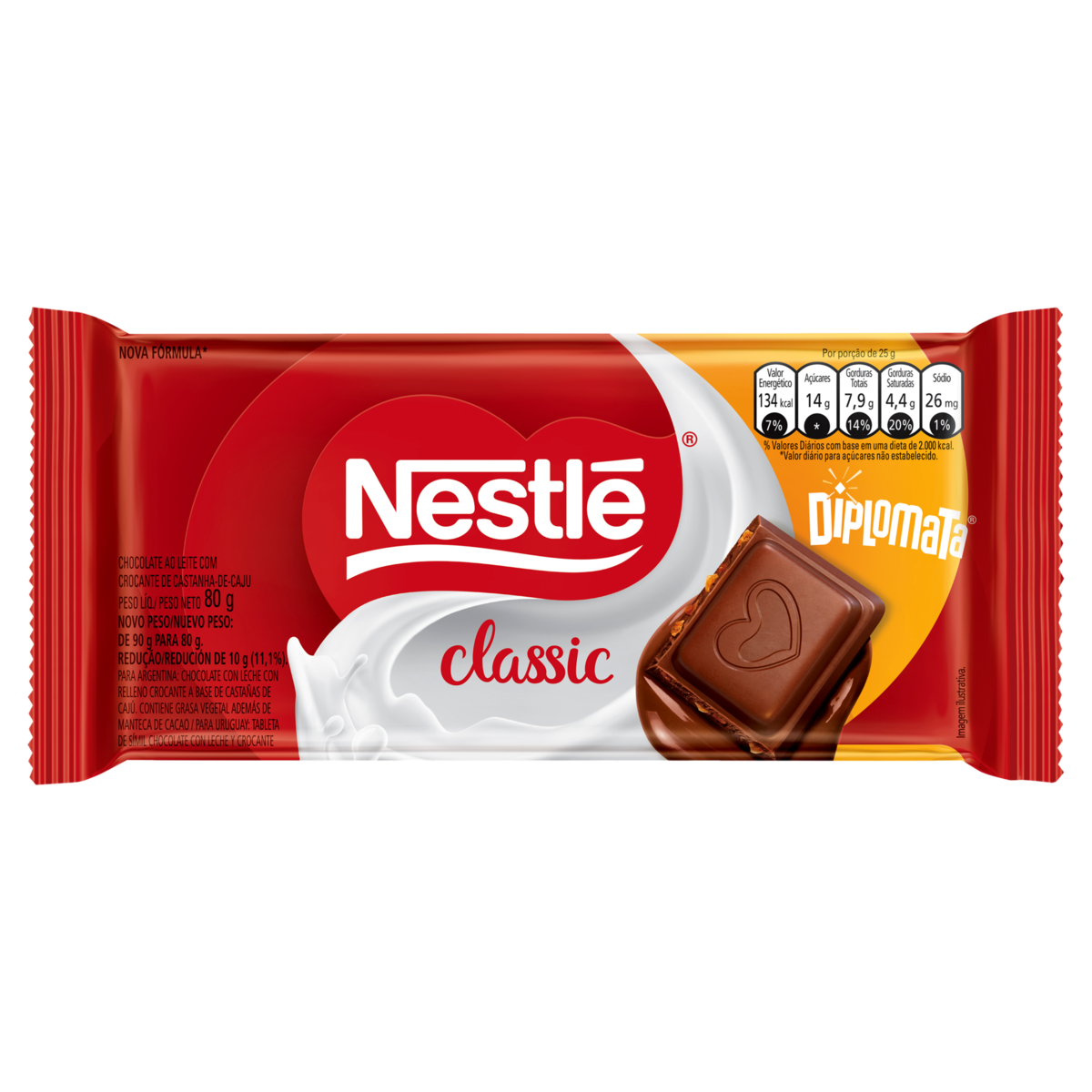 Chocolate ao Leite Diplomata Classic Pacote 80g