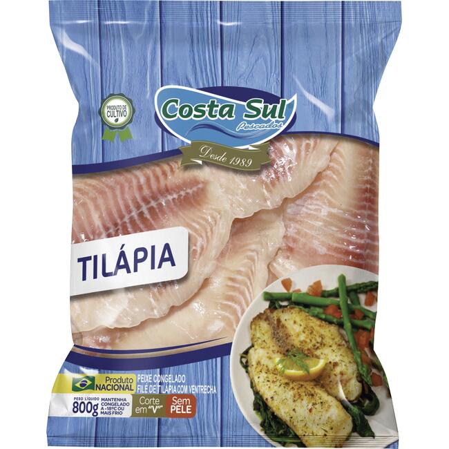 Filé de Peixe Tilápia Costa Sul Congelado 800g