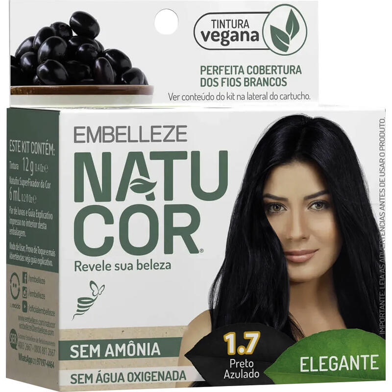 Tintura para Cabelo Natucor 1.7 Preto Azulado un