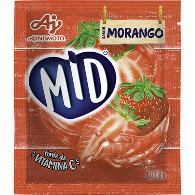 Refresco em Pó Morango Mid Pacote 20g