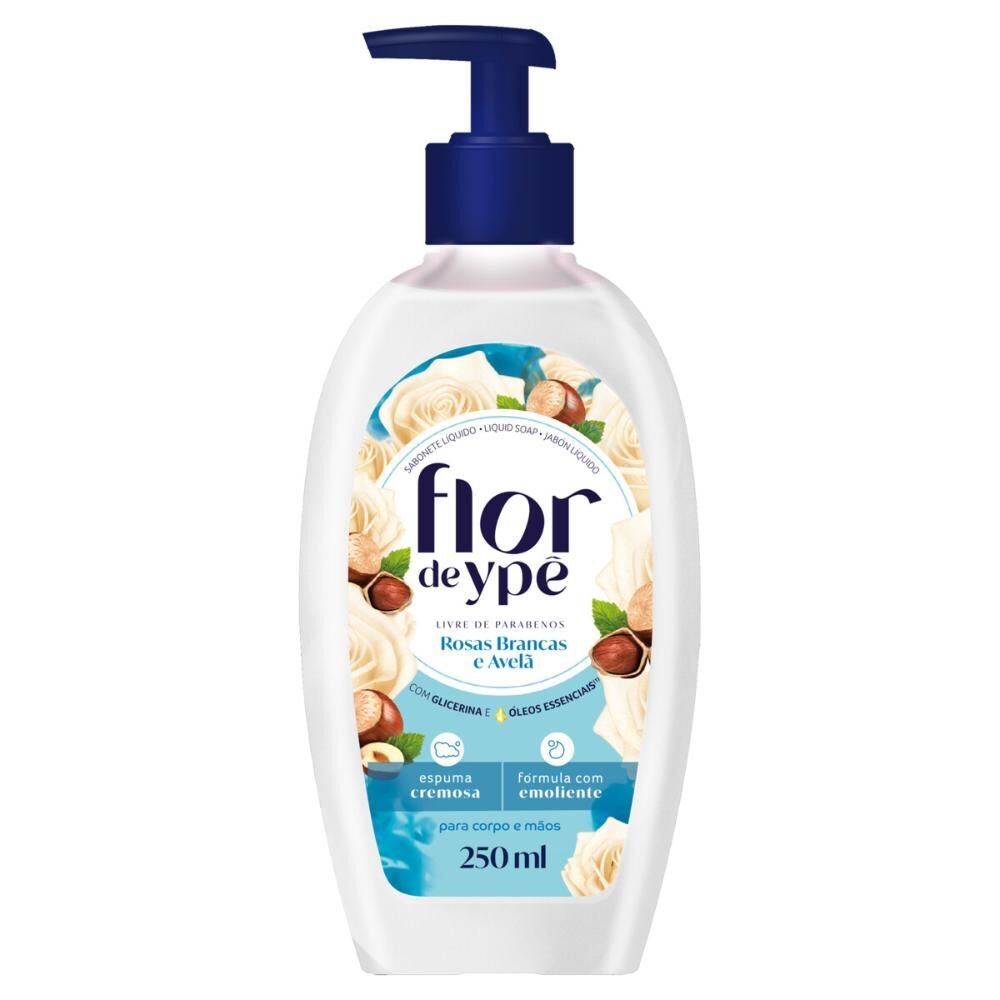 Sabonete Líquido Flor de Ypê Rosas Brancas e Avelã 250ml