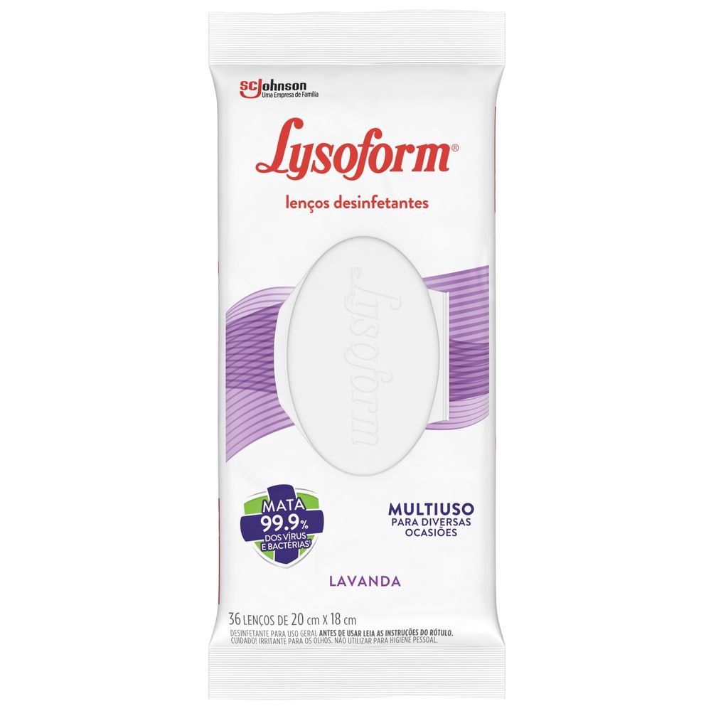Lenço LYSOFORM Desinfetante Lavanda com 36 Unidades