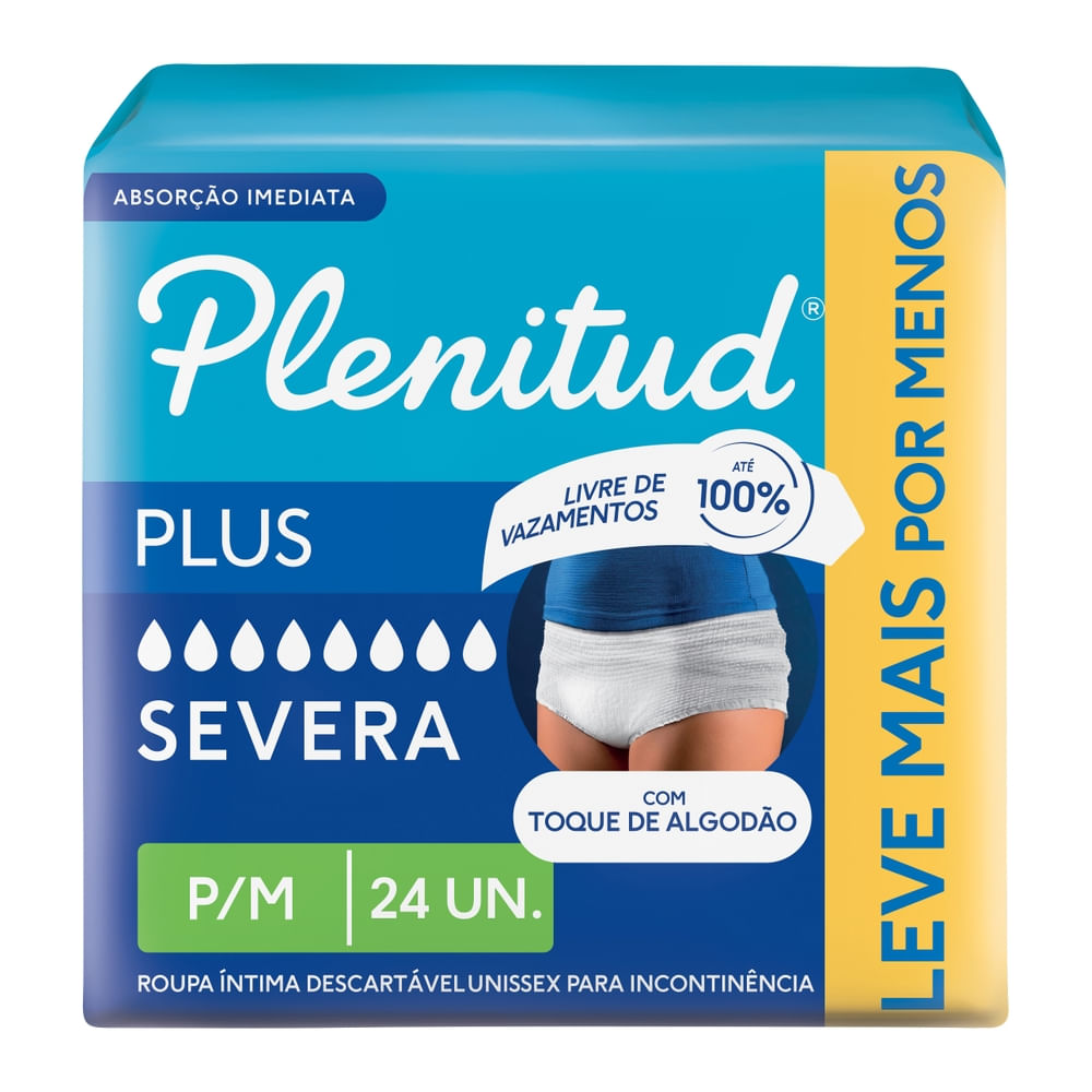 Roupa Íntima Descartável Unissex Plenitud Plus P/M Pacote 24 Unidades Leve Mais Pague Menos