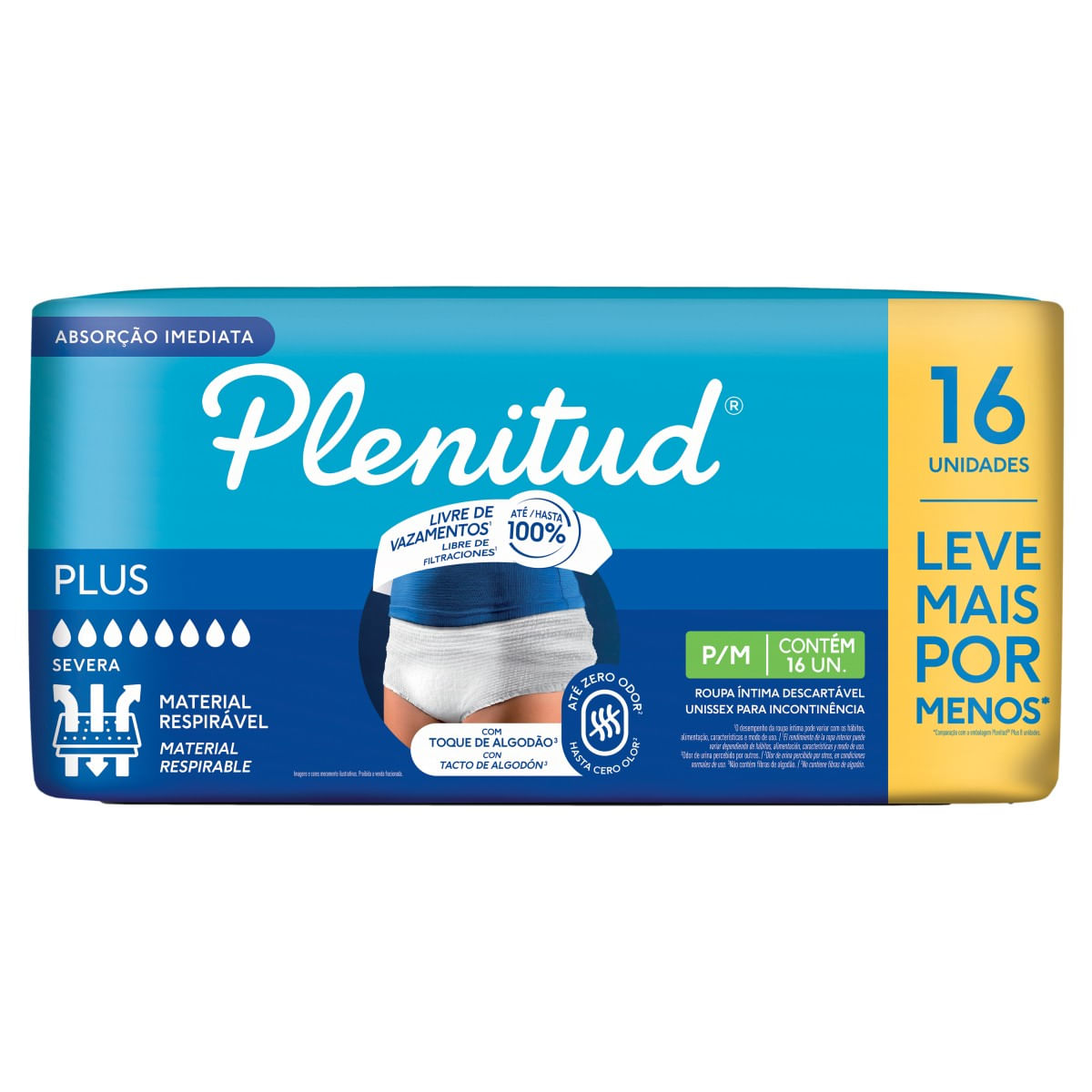Roupa íntima Descartável Plenitud Protect Plus Incontinência Intensa P/m Com 16 Unidades Leve Mais Por Menos