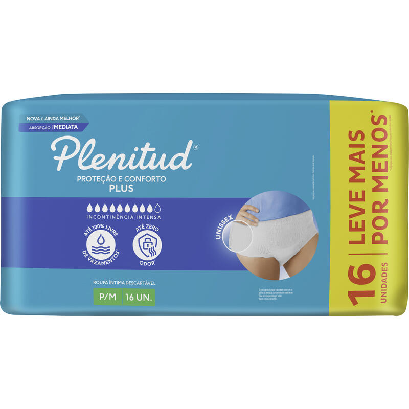 Roupa íntima Descartável Plenitud Protect Plus Incontinência Intensa P/m Com 16 Unidades Leve Mais Por Menos