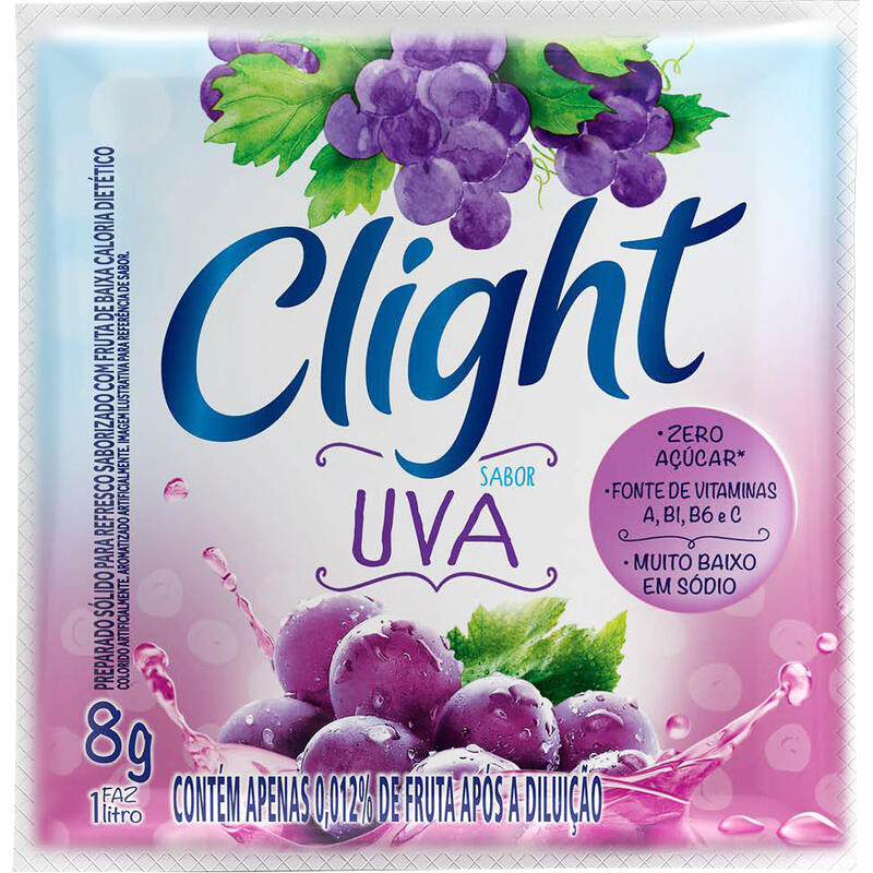 Refresco em pó Clight Sem Açúcar Uva 8g
