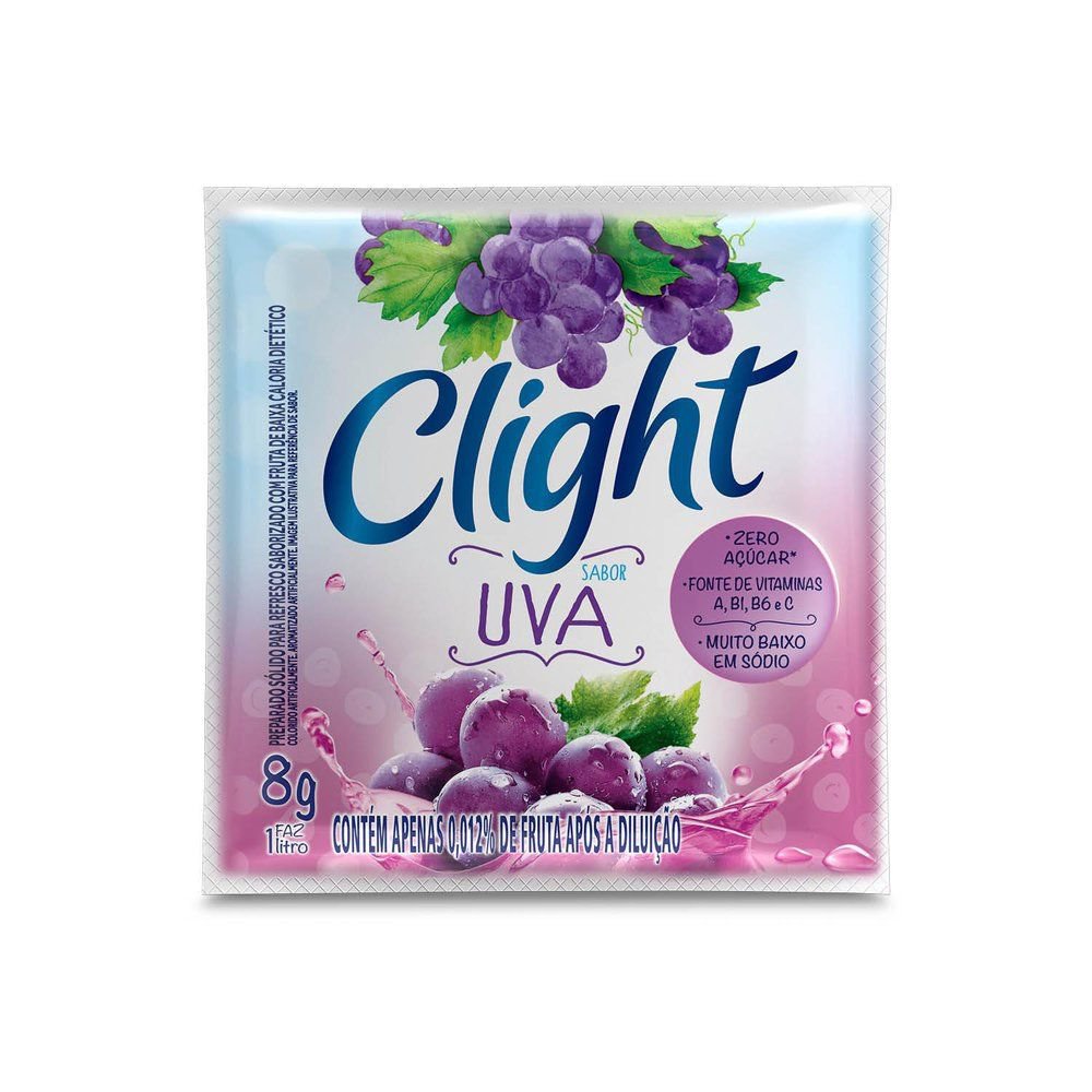 Refresco em pó Clight Sem Açúcar Uva 8g