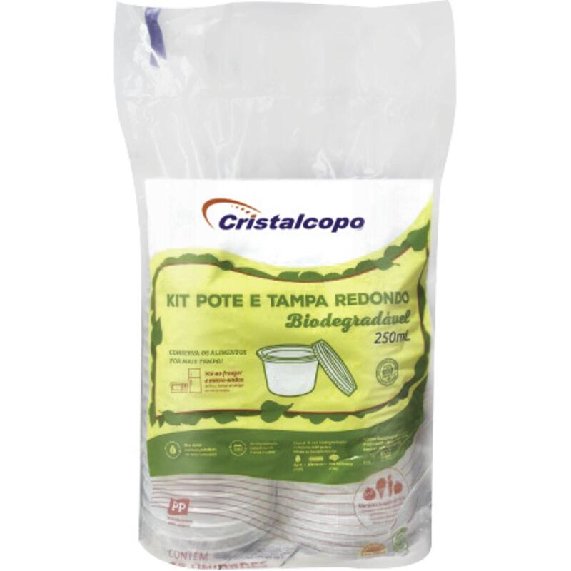 Pote Descartável Bio Cristalcopo Redondo 250ml 25un