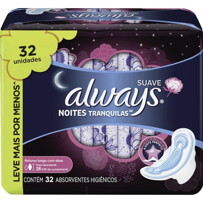 Absorvente Always Noturno Suave com Abas 32 un
