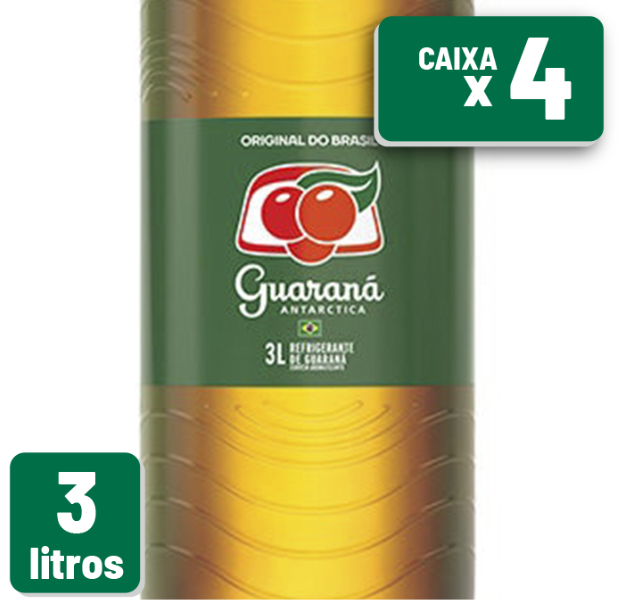 Refrigerante Guaraná Antarctica Pet 3L Caixa c/ 4 Un