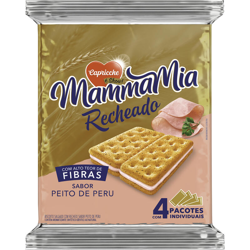 Biscoito Recheado Capricche Mama Mia Peito de Peru 93,3g