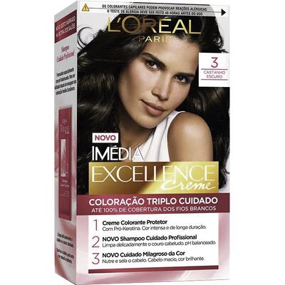 Tintura Permanente Imédia Excellence L’oréal Paris 3.0 Castanho Escuro