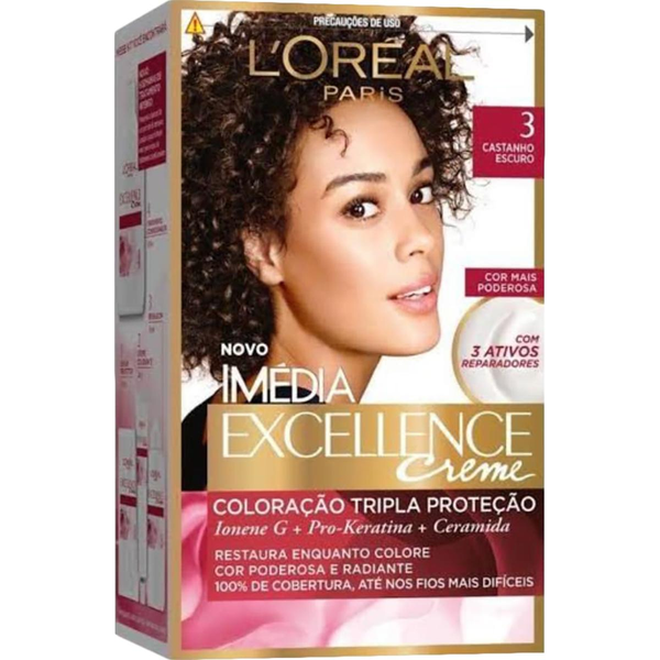 Tintura Permanente Imédia Excellence L’oréal Paris 3.0 Castanho Escuro