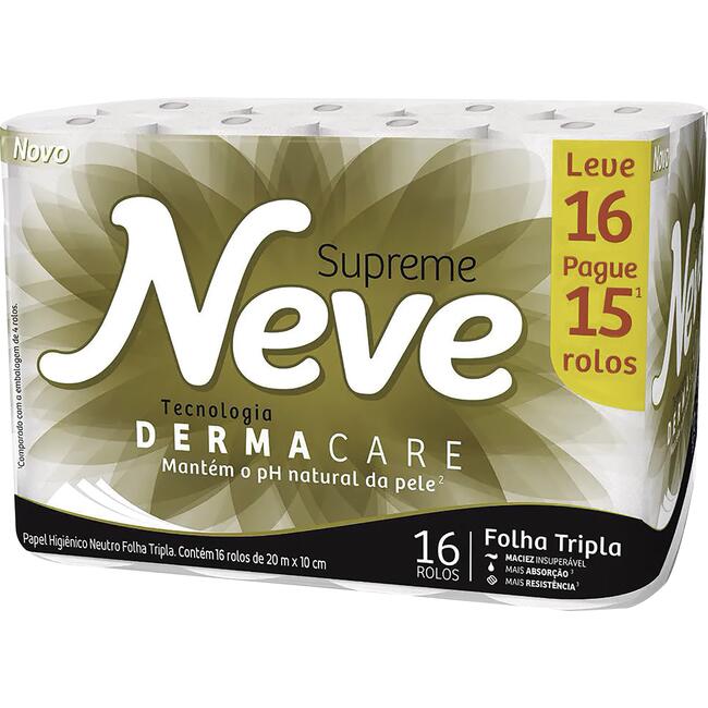 Papel Higiênico Neve Folha Tripla 16 rolos