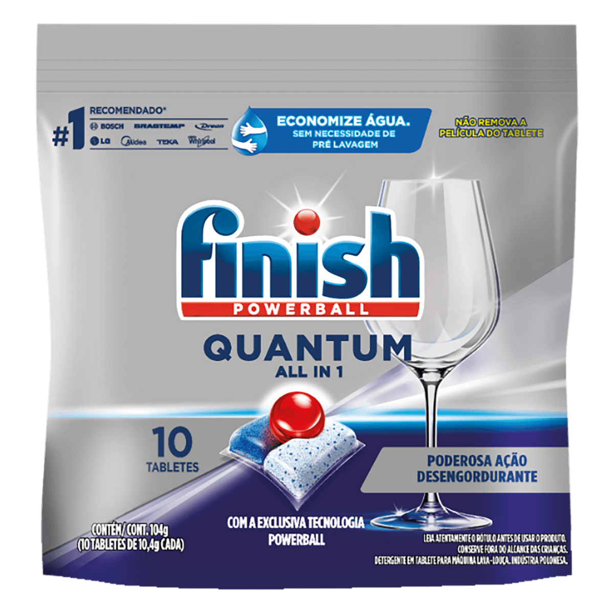 Detergente para Lava Louças em tabletes FINISH Quantum All in 1 com 10 unidades