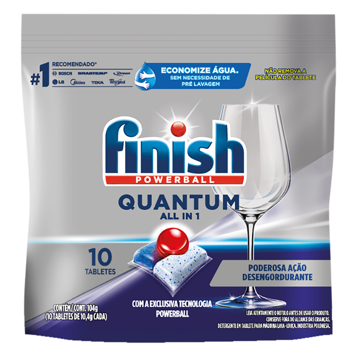 Detergente para Lava Louças em tabletes FINISH Quantum All in 1 com 10 unidades
