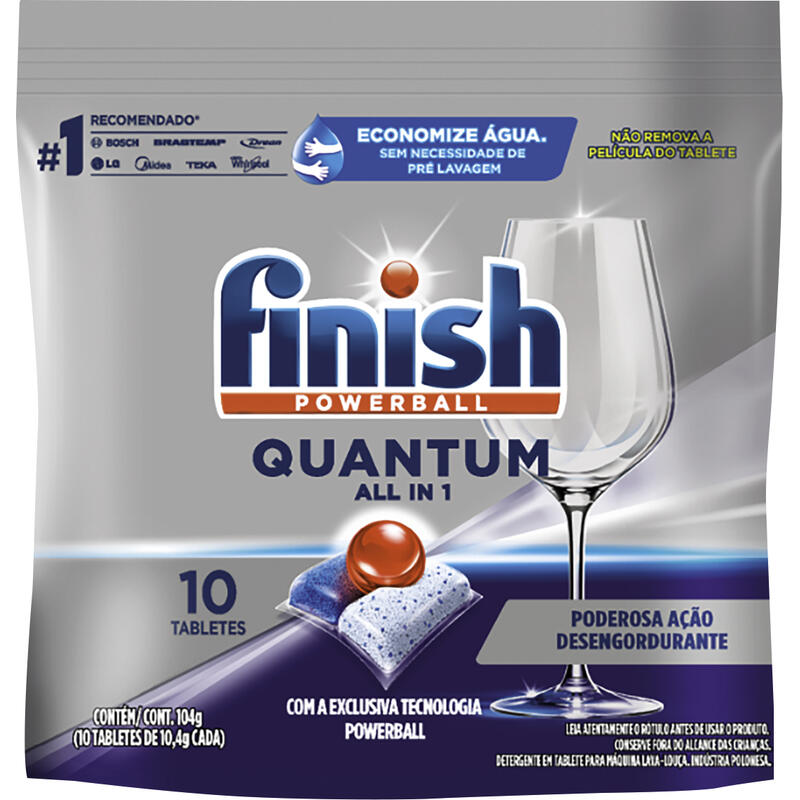 Detergente para Lava Louças em tabletes FINISH Quantum All in 1 com 10 unidades