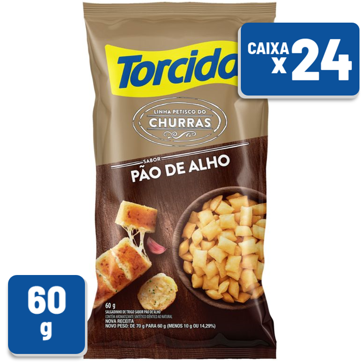 Salgadinho Torcida Pão de Alho Pacote 60g Caixa c/ 24 un
