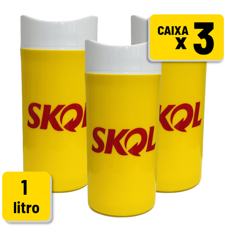 Cervegela Skol Plástico Amarelo 1 Un Para Garrafa 1L Caixa c/ 3 Un