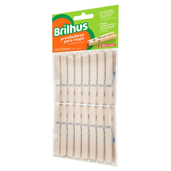 Prendedor Brilhus Madeira - Com 16 Prendedores