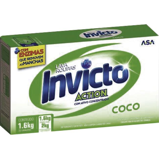 Lava Roupas em Pó Invicto Coco 1,6kg