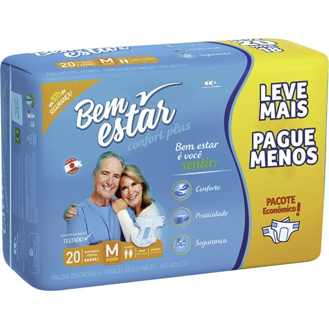 Fralda Geriátrica Bem Estar Comfort M 20 un
