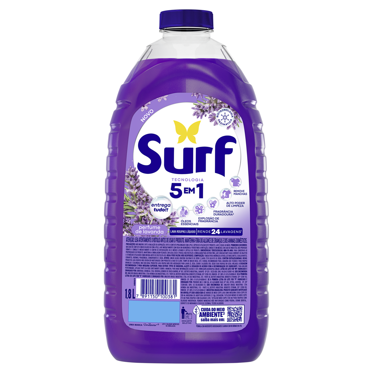 Lava-Roupas Líquido Lavanda Surf Frasco 1,8l