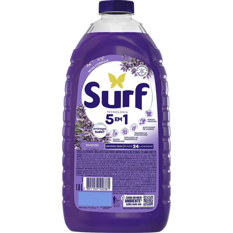 Lava-Roupas Líquido Lavanda Surf Frasco 1,8l