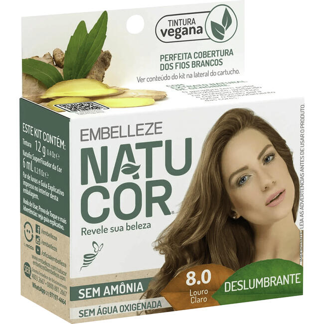 Tintura para Cabelo Natucor 8.0 Louro Claro 1 kit