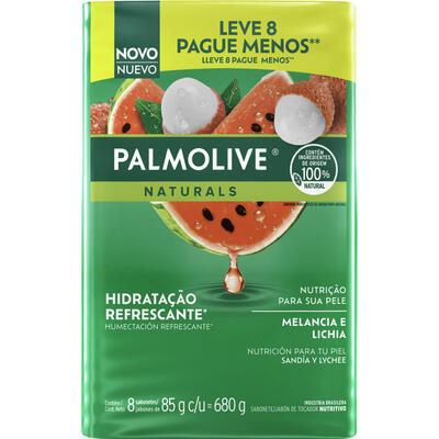Sabonete Palmolive Naturals Hidratação Refrescante Melancia & Lichia 8x85g