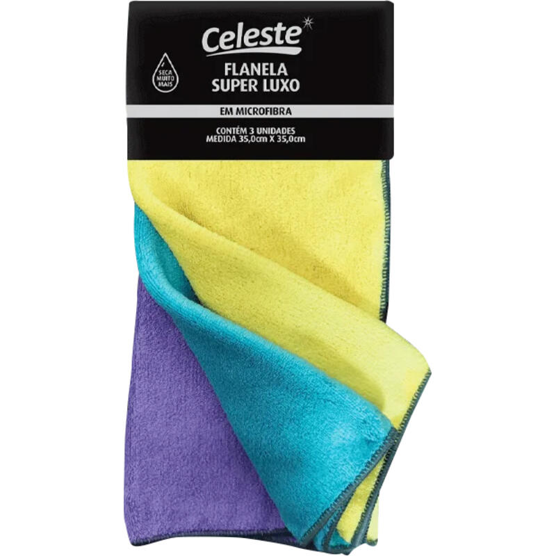 Pano de Microfibra Celeste Super Luxo 35x35cm 3 un