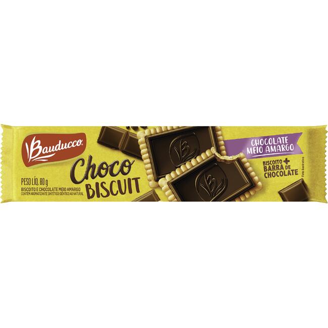 Biscoito Biscuit Bauducco Chocolate Meio Amargo 80g