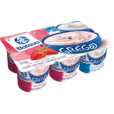 Iogurte Grego Batavo Tradicional Morango 510g