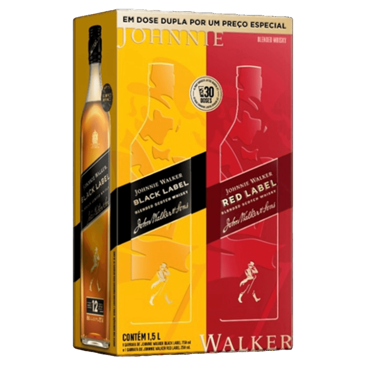 Whisky JOHNNIE WALKER Black Label + Red Label 750ml cada