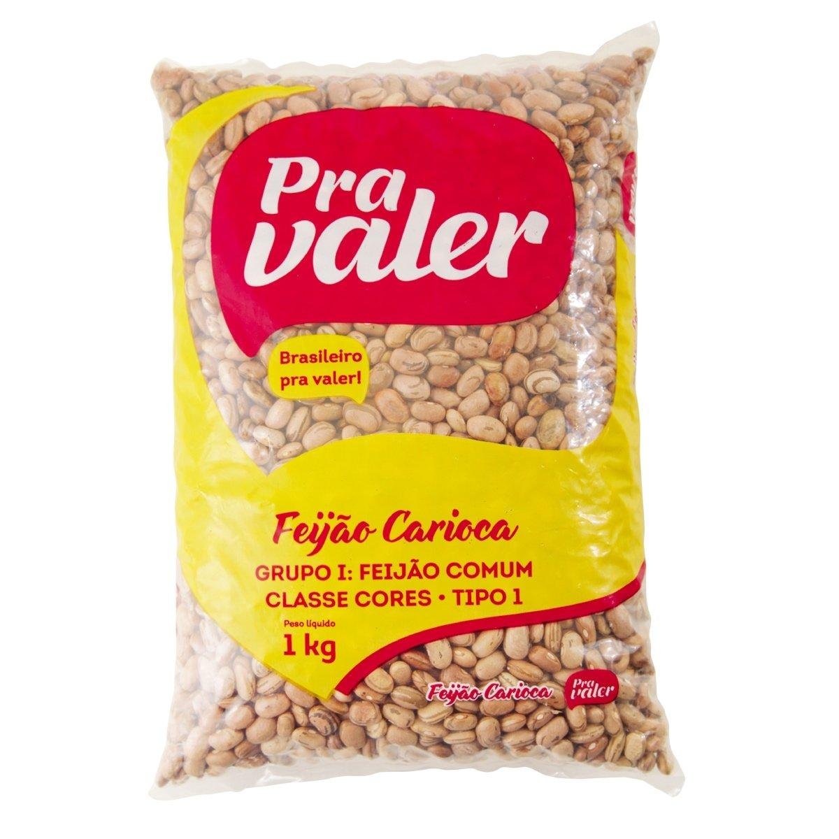 Feijão Carioca Tipo 1 PRA VALER Pacote 1kg