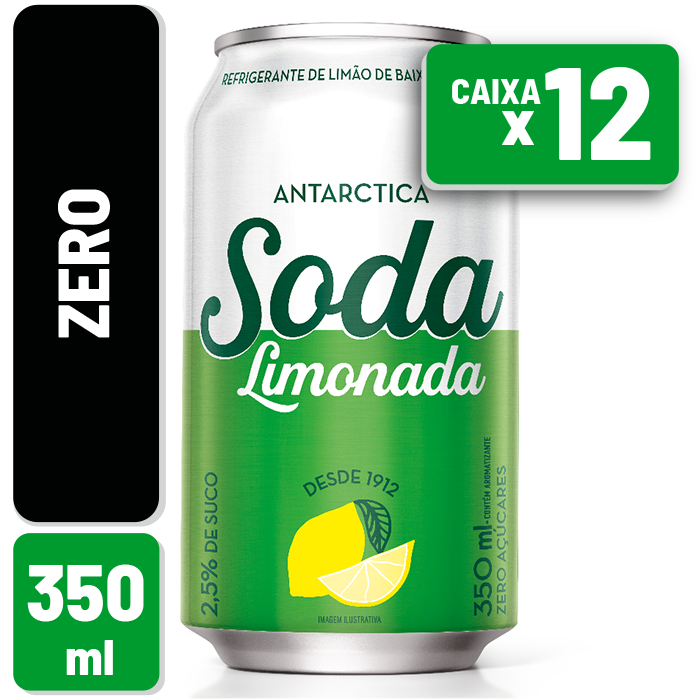 Refrigerante Soda Limonada Antarctica Diet Lata 350ml Caixa c/ 12 un