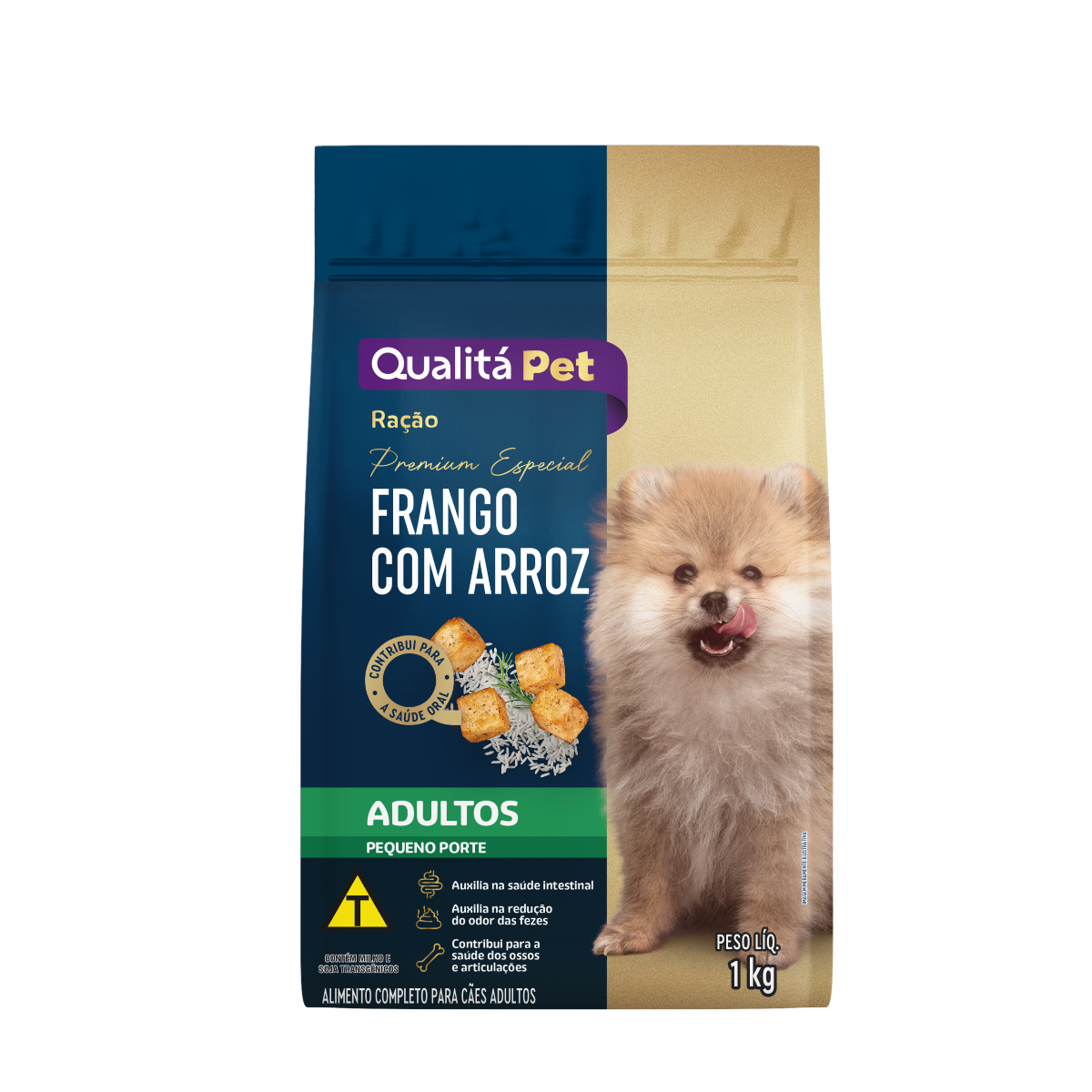 Alimento para Cães Adultos Pequeno Porte Frango com Arroz Qualitá Pet Pacote 1kg